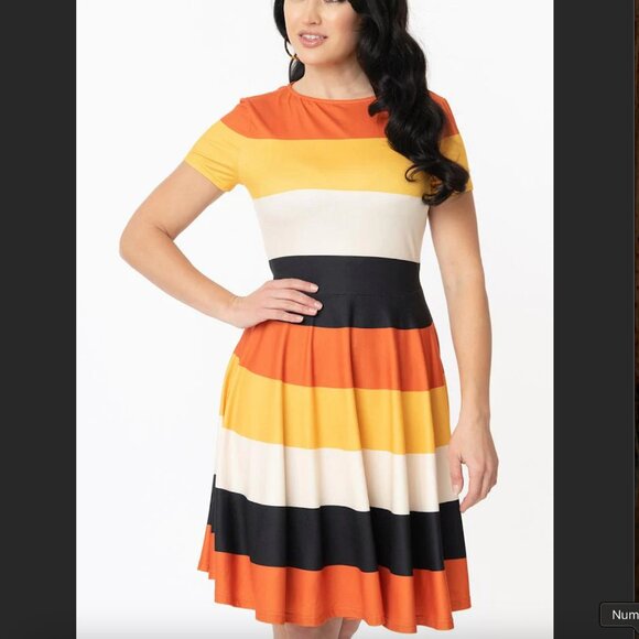 Unique Vintage - "Candy Corn" Fit & Flare Swing Dress